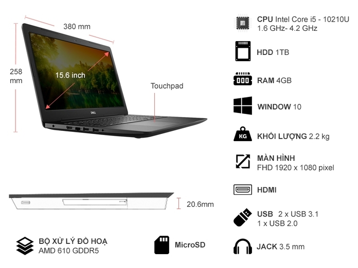 Laptop Dell Vostro 5370 i5- 8250U/8GB/256GB SSD/WIN10 (V5370B)