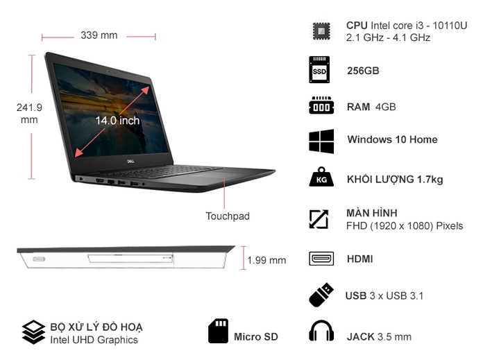 Dell Vostro 3490 i3-10110U 14.0 inch 70211829