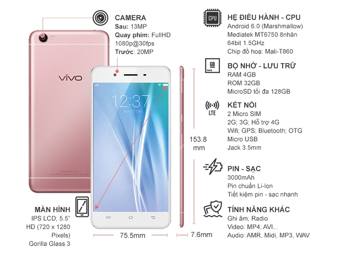 VIVO V5 HỒNG VÀNG