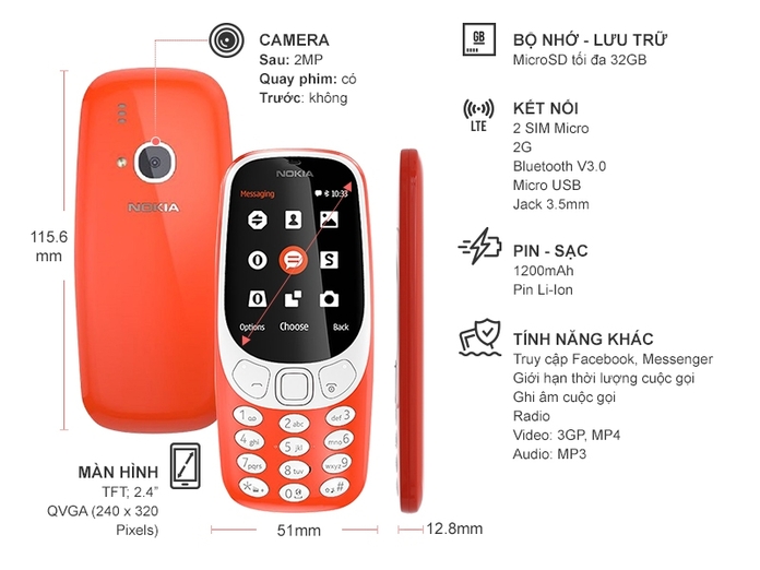 NOKIA 3310 ĐỎ