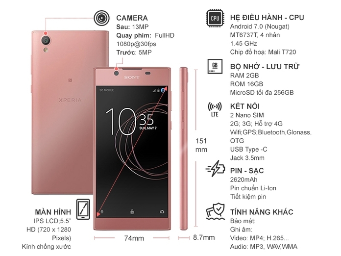 SONY XPERIA L1 HỒNG