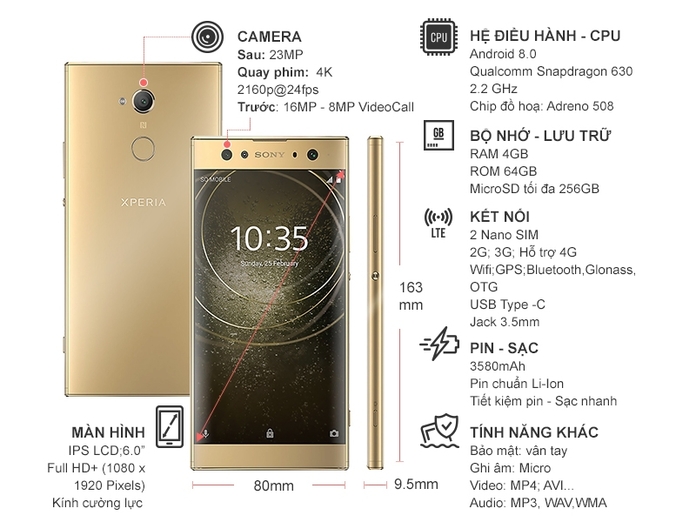 SONY XPERIA XA2 ULTRA MÀU VÀNG (H4233VN/N)