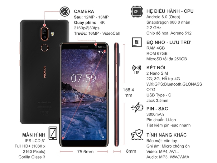 NOKIA 7 PLUS MÀU ĐEN