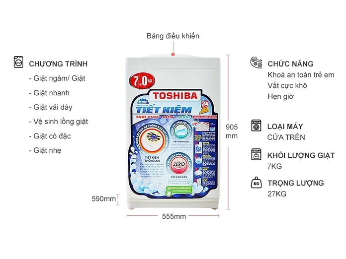 MÁY GIẶT TOSHIBA AW- A800SV(WL) NK