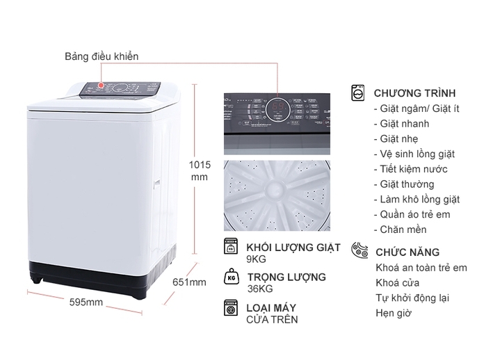 Máy giặt Panasonic 9 kg NA-F90A4HRV