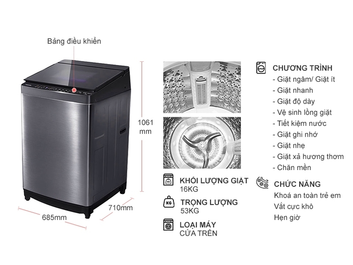 Máy giặt Toshiba Inverter 16 kg AW-DUG1700WV (SS)