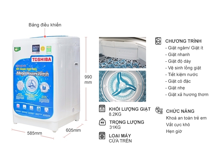 MÁY GIẶT TOSHIBA 8.2 KG AW-G920LV (WB)