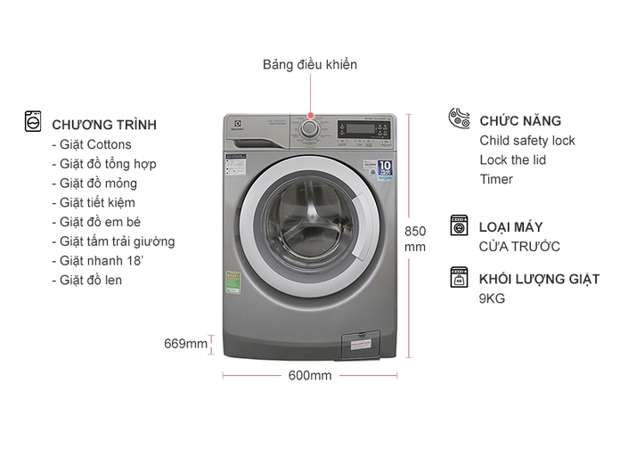 MÁY GIẶT ELECTROLUX 9KG EWF12938S