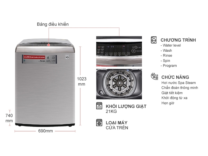 Máy giặt LG Inverter 21 kg T2721SSAV