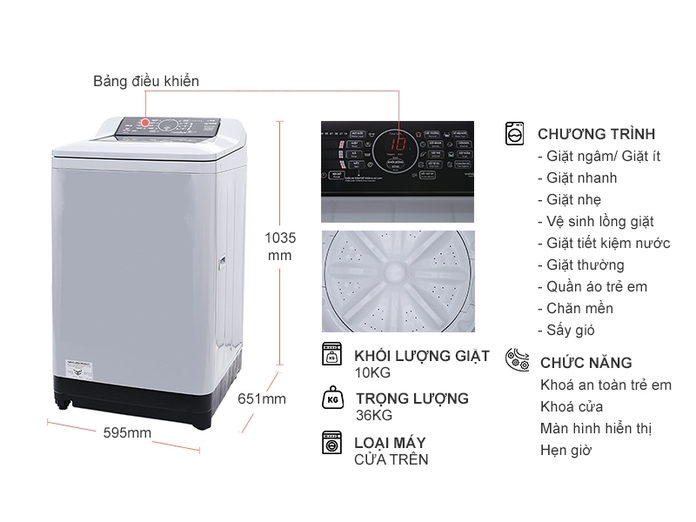 Máy giặt Panasonic 10 kg NA-F100A4HRV