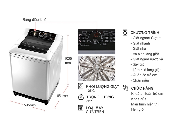 Máy giặt Panasonic 10 kg NA-F100A4GRV