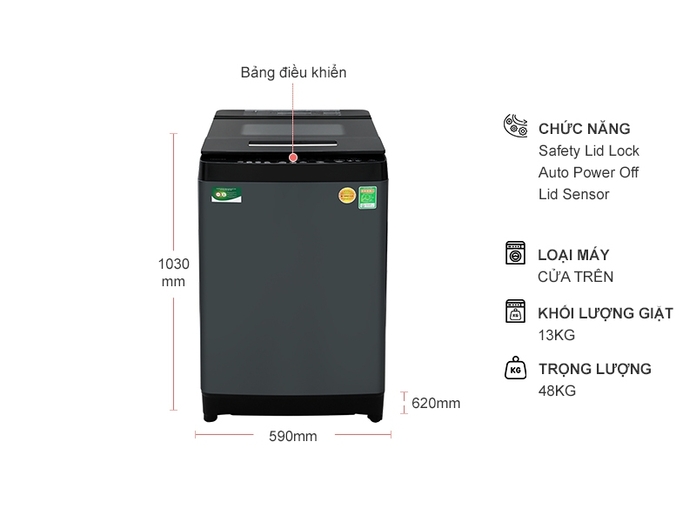 Máy giặt Toshiba Inverter 13 kg AW-DUJ1400GV (KK)