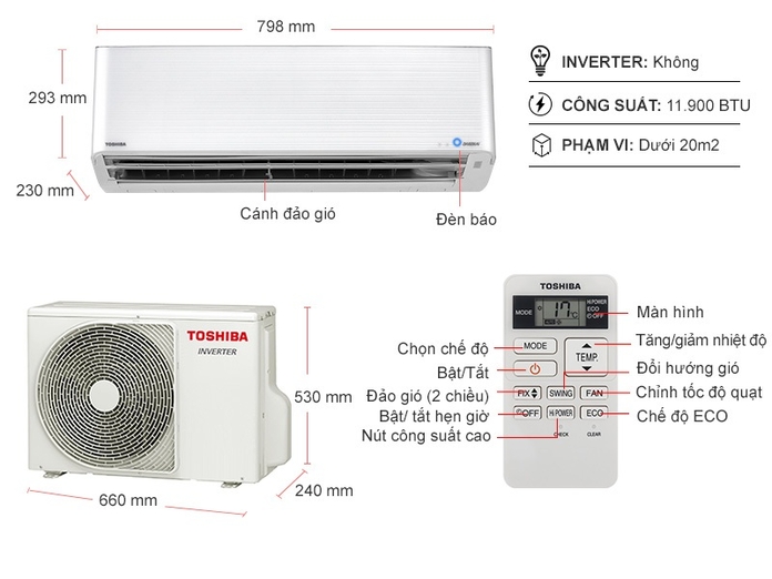 Máy lạnh Toshiba Inverter 1.5 HP RAS-H13HKCVG-V
