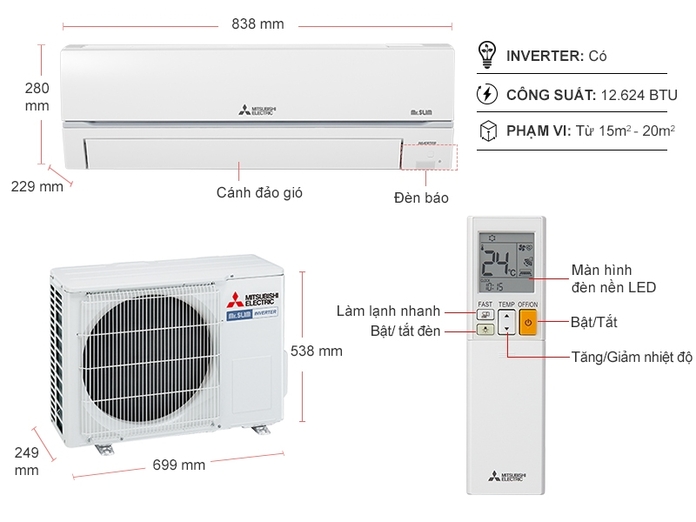 Máy lạnh Mitsubishi Electric Inverter 1.5 HP MSY/MUY-GR35VF