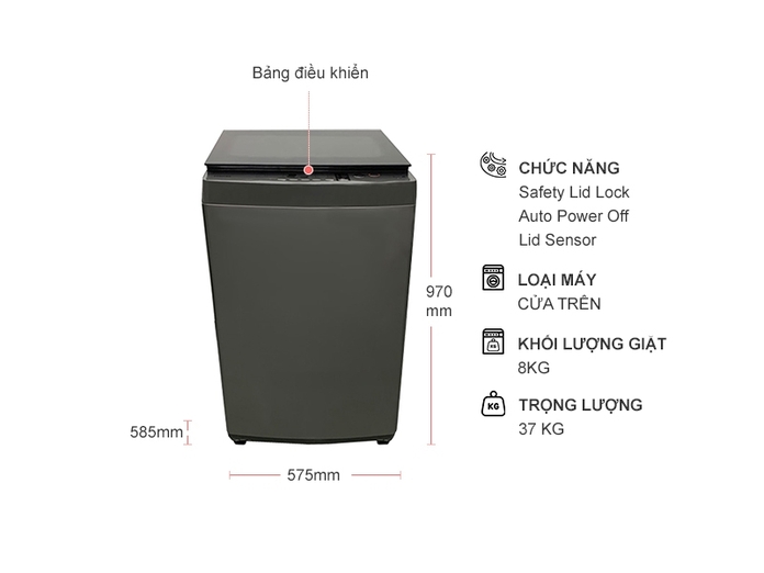 Máy giặt Toshiba 8 kg AW-K905DV (SG)