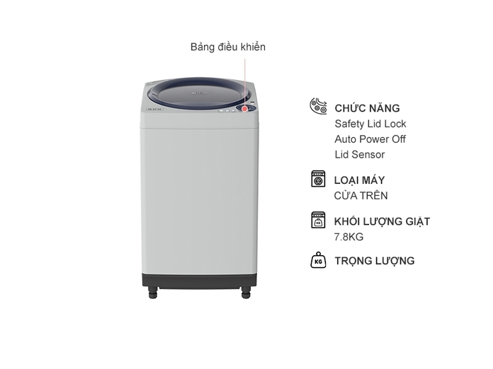Máy giặt Sharp 7.8 kg ES-W78GV-G