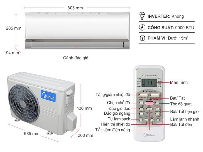 Máy lạnh Midea 1 HP MSAFC-10CRN8
