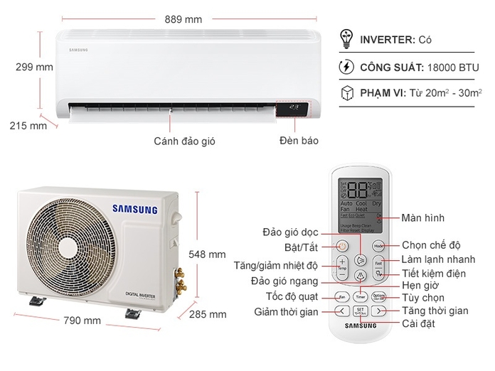 Máy lạnh Samsung Inverter 2 HP AR18TYHYCWKNSV
