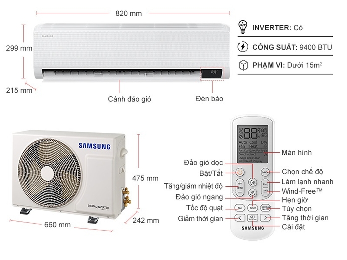 Máy lạnh Samsung Inverter 1 HP AR10TYGCDWKNSV