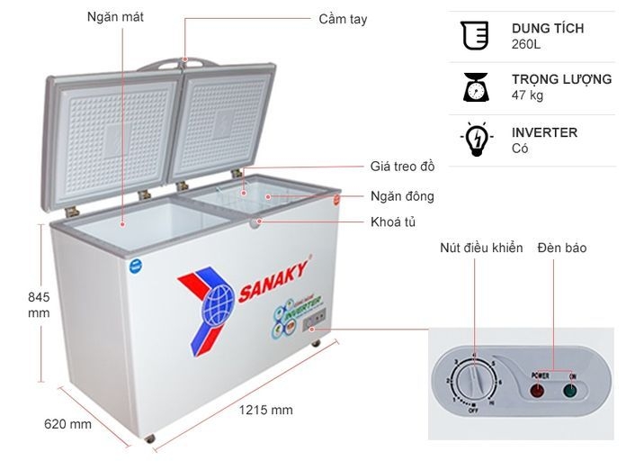 Tủ đông Sanaky Inverter 270 lít VH 3699W3