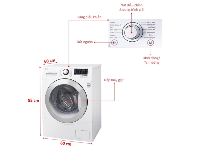 MÁY GIẶT LG 9 KG F1409DPRW1