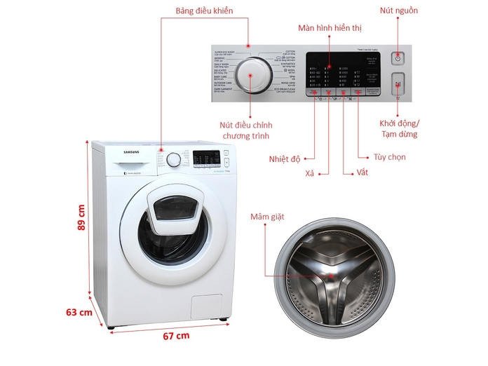 MÁY GIẶT SAMSUNG 7.5 KG WW75K5210YW