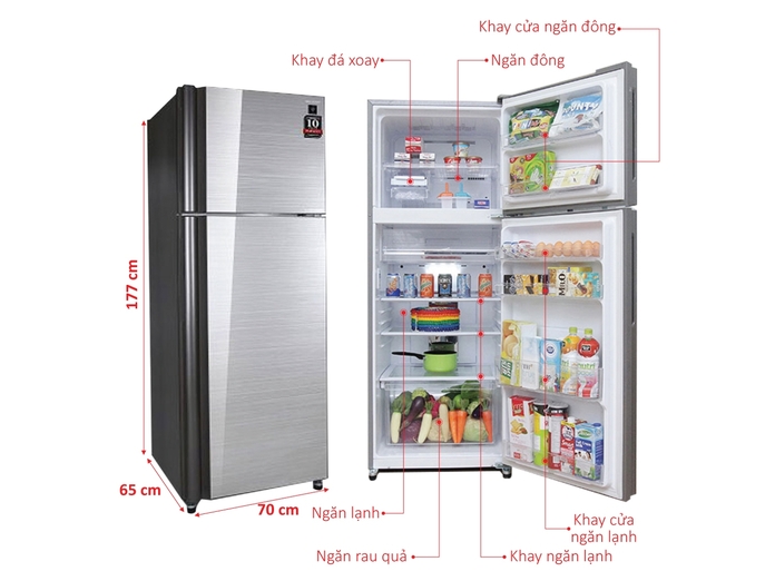 TỦ LẠNH SHARP INVERTER 394 LÍT SJ-XP430PG MÀU BẠC