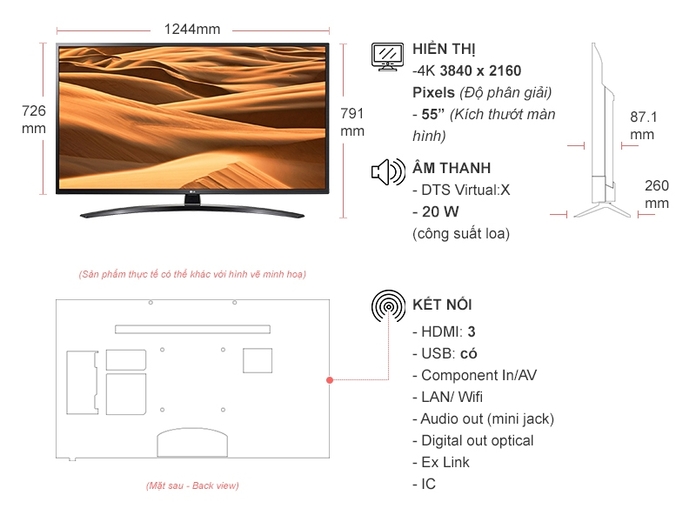 Smart Tivi LG 4K 55 inch 55UM7400PTA