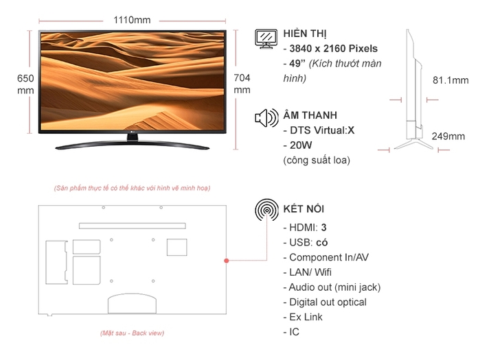 Smart Tivi LG 4K 49 inch 49UM7400PTA