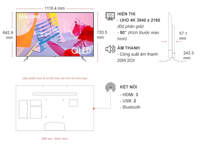 Smart Tivi QLED Samsung 4K 50 inch QA50Q65TAKXXV