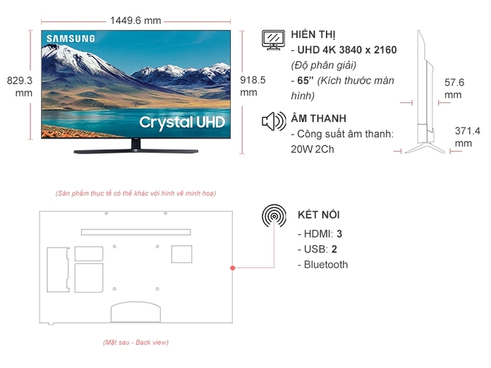 Smart Tivi Samsung Crystal UHD 4K 65 inch UA65TU8500KXXV