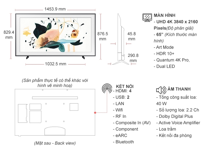 Smart Tivi Khung Tranh The Frame QLED Samsung 4K 65 inch QA65LS03TAKXXV