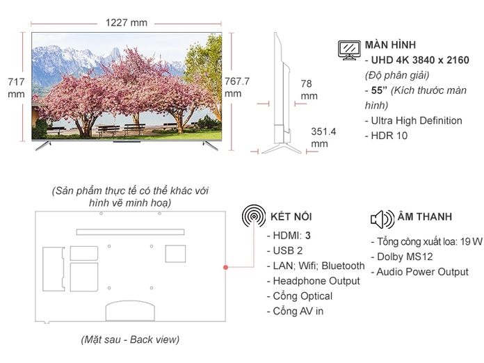 Android Tivi TCL 4K 55 inch 55P715
