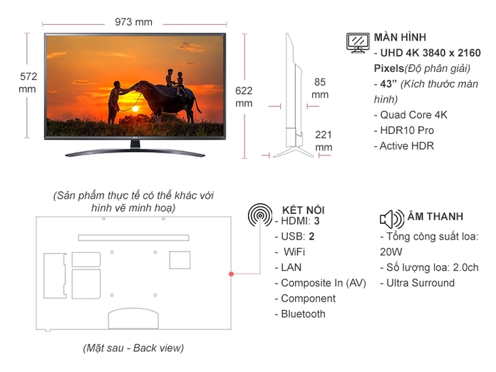 Smart Tivi LG 4K 43 inch 43UN7400PTA.ATV