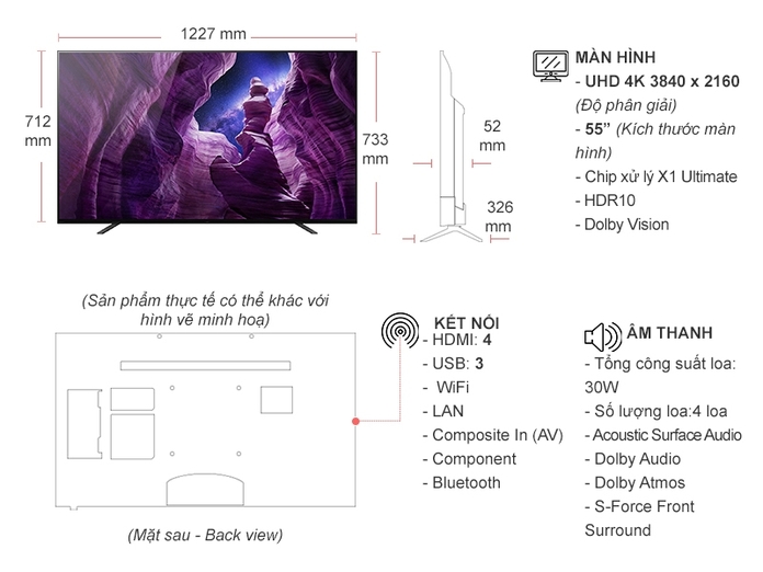 Android Tivi Sony 4K 55 inch KD-55A8H