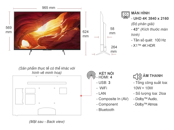 Android Tivi Sony 4K 43 inch KD43X8500H/S