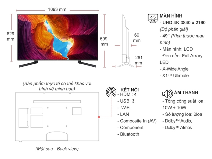 Android Tivi Sony 4K 49 inch KD-49X9500H