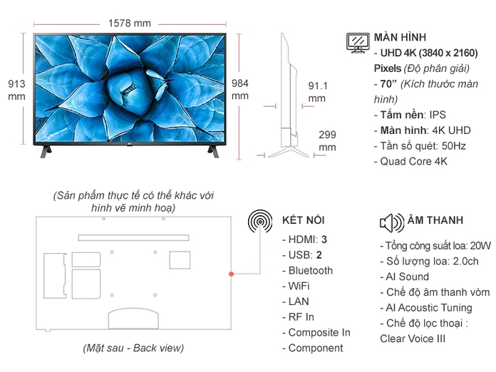 Smart Tivi LG 4K 70 inch 70UN7300PTC