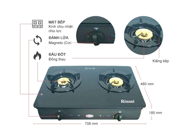 BẾP GAS RINNAI RV-8711(GL-B)