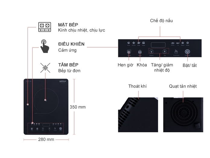Bếp điện từ đơn Goldsun BA 2101MT