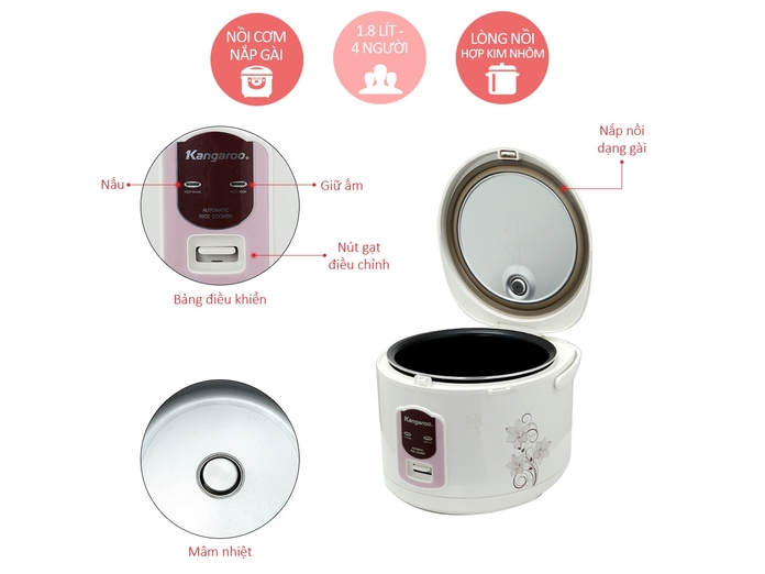 Nồi cơm điện Kangaroo 1.8 lít KG555