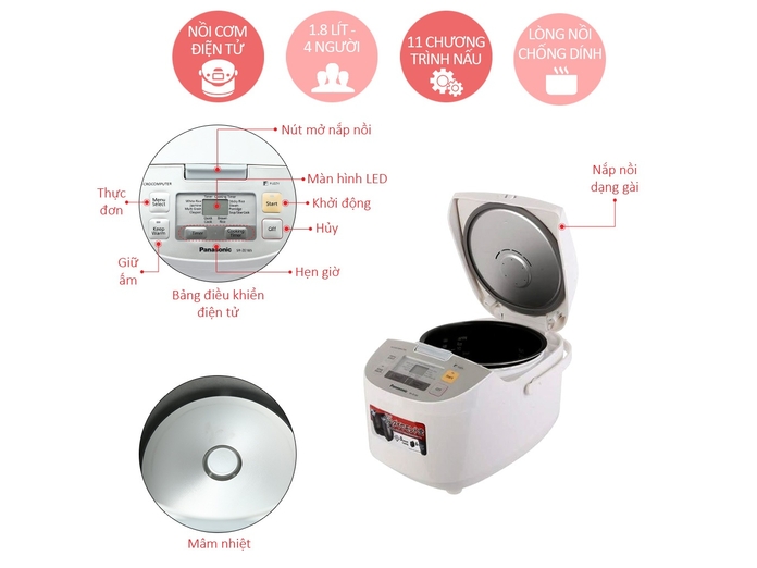 NỒI CƠM ĐIỆN PANASONIC SR-ZE185WRAM