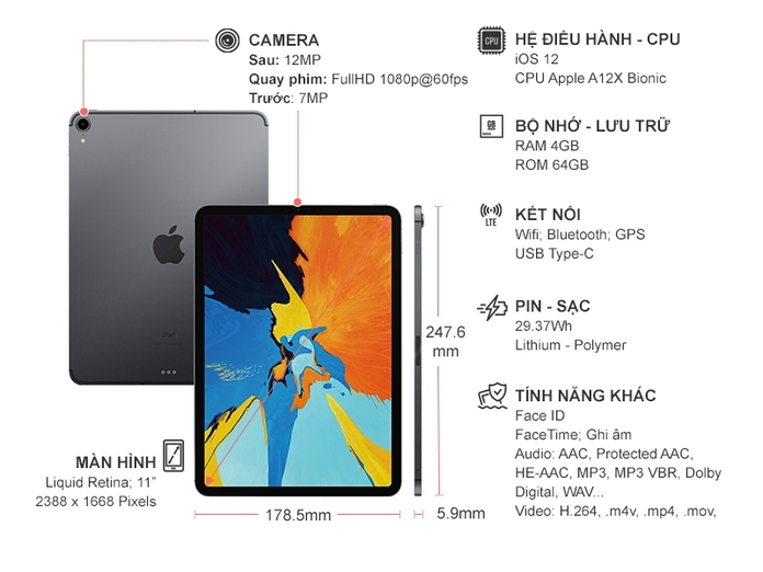 IPAD PRO 11 WIFI 64GB SPACE GRAY (2018)