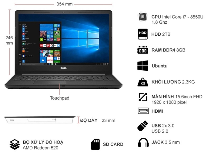 LAPTOP DELL INSPIRON 15 3576 (70182245)