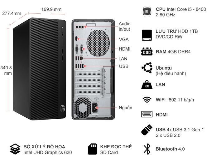 MÁY TÍNH ĐỂ BÀN HP 280 G4 MICROTOWER (4LW1)