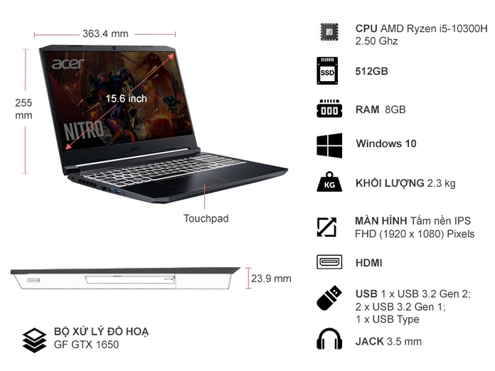 Acer Nitro 5 i5-10300H 15.6 inch AN515-55-58A7