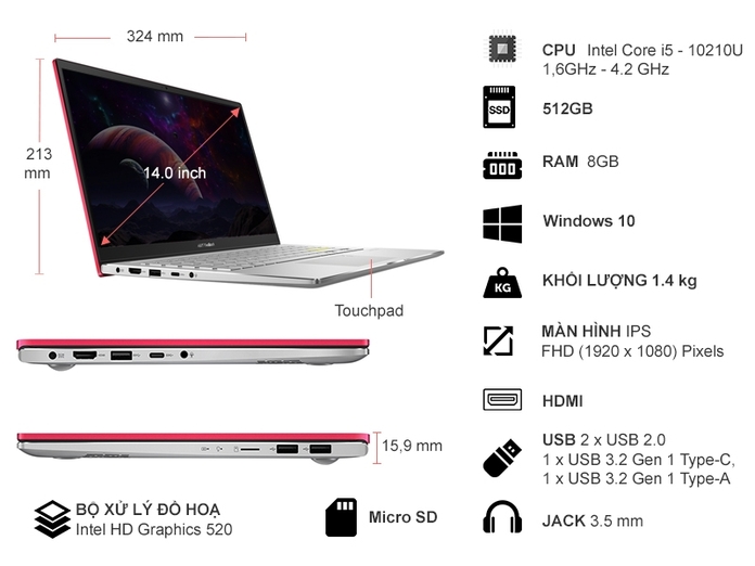 Asus Vivobook S14 i5-10210U 14 inch S433FA-EB054T