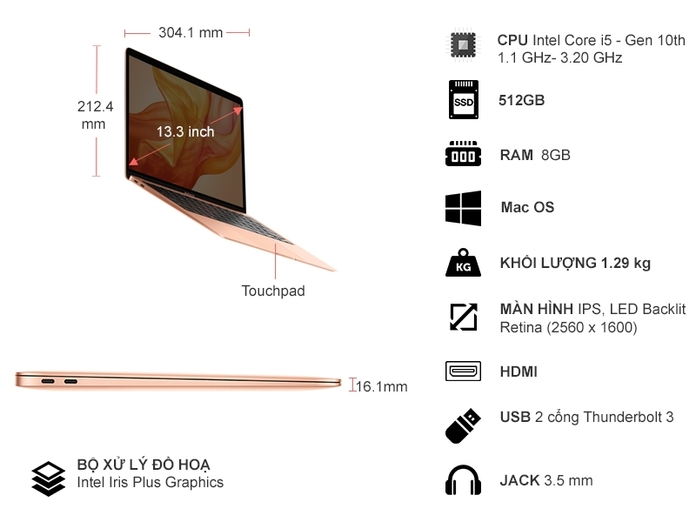 Apple Macbook Air i5 13.3 inch MVH52SA/A 2020