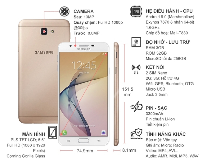 SAMSUNG GALAXY J7 PRIME VÀNG