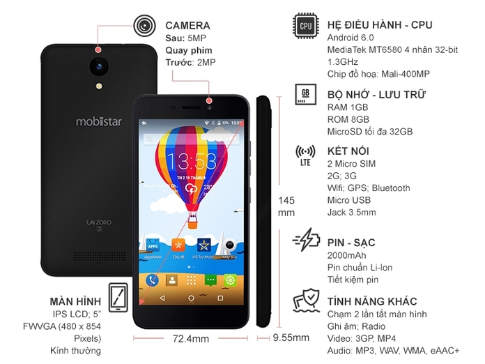 MOBIISTAR LAI ZORO 3 ĐEN